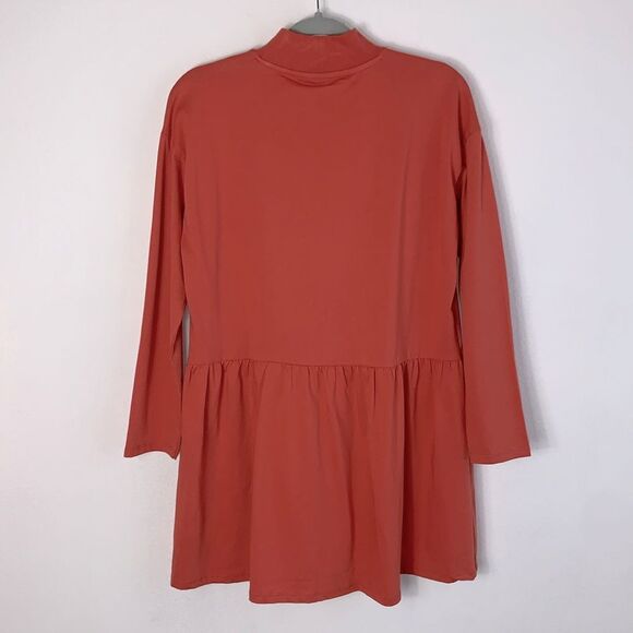 NWT ASOS Mock Neck Orange Flowy Babydoll Oversized Long Sleeve Cotton Dress Sz 2 - Picture 4 of 7